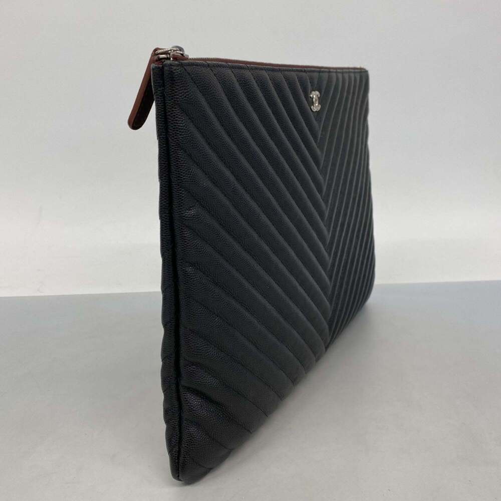 CHANEL Black Caviar Leather Clutch Bag - Picture 2 of 11
